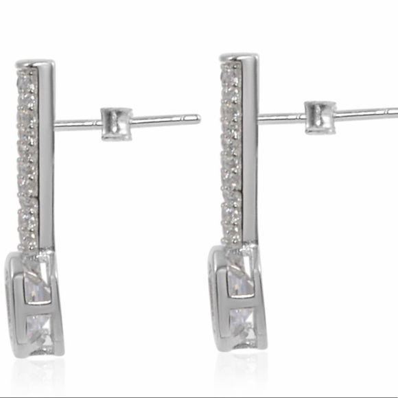 Cz Diamond Earrings Sterling Silver 925 Pave NWTS - Picture 8 of 9